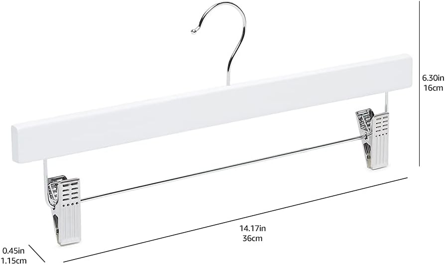 Amazon Basics Durable Wooden Pants and Skirt Hangers with Clips. Closet Organizer. White. 10-Pack - Image 6