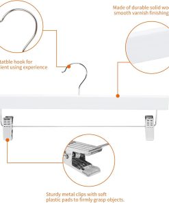Alternative view of Amazon Basics Durable Wooden Pants and Skirt Hangers with Clips. Closet Organizer. White. 10-Pack