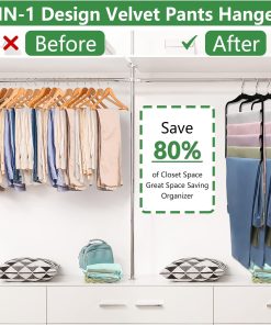 Alternative view of Closet Organizers and Storage.3 Pack Organization and Storage Pants-Hangers-Space-Saving.Velvet Hanger for Dorm Room for College Students Girls Boys Guys Hanging Jean Scarf