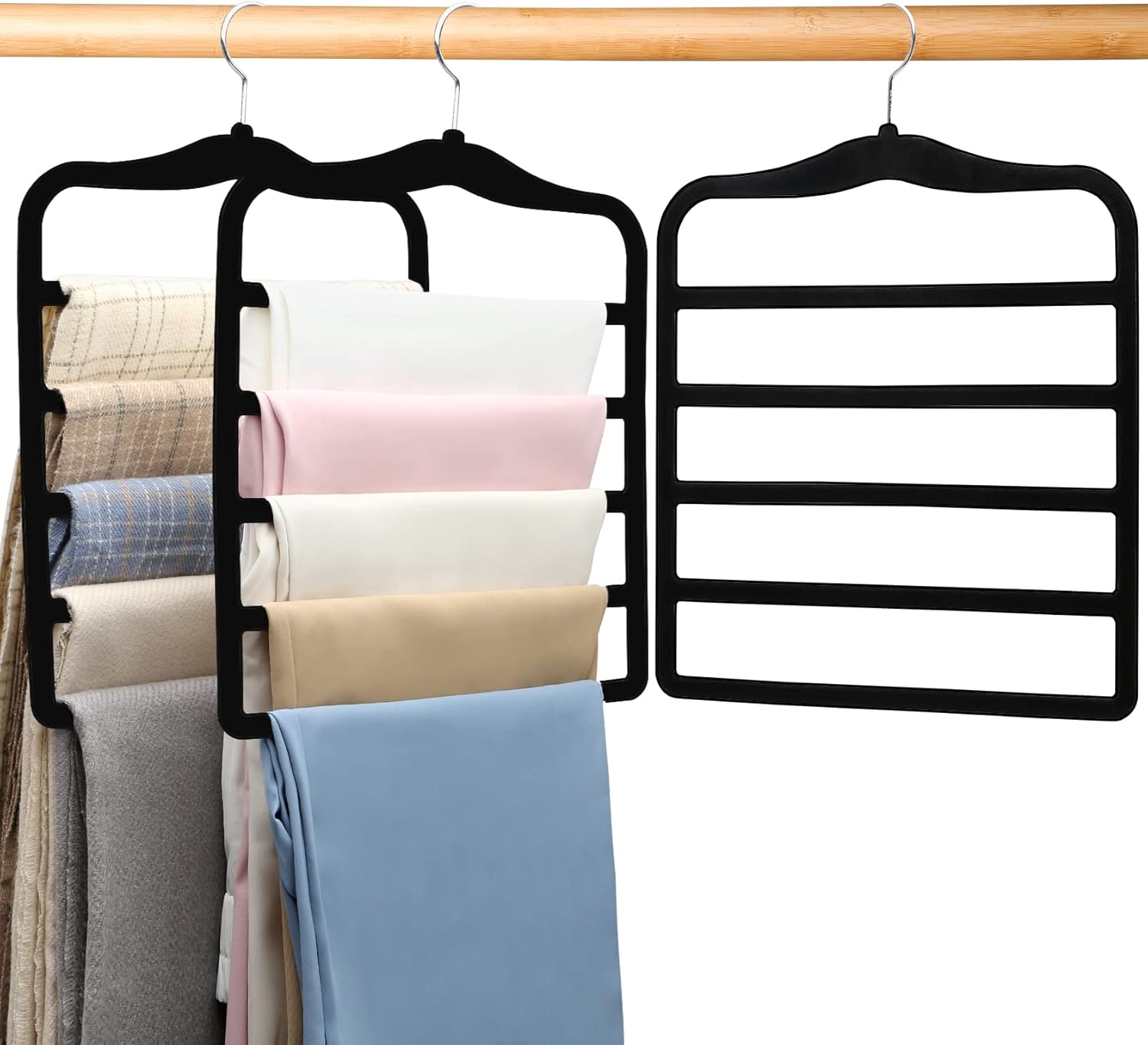 Closet Organizers and Storage.3 Pack Organization and Storage Pants-Hangers-Space-Saving.Velvet Hanger for Dorm Room for College Students Girls Boys Guys Hanging Jean Scarf